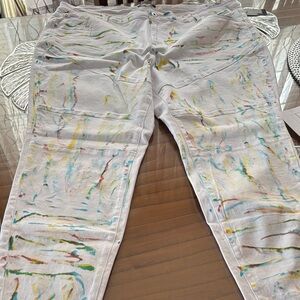 Ashley Stewart White Jeans with Colorful Design